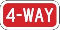3PLW6 Traffic Sign, 6 x 12In, WHT/R, 4-Way, Text