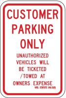 3PLZ2 Parking Sign, 18 x 12In, R/WHT, Text