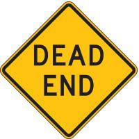 6AHJ8 Traffic Sign, 24 x 24In, BK/YEL, Dead End