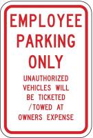 3PMA5 Parking Sign, 18 x 12In, R/WHT, Text