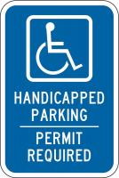 3PME1 Parking Sign, 18 x 12In, WHT/BL, G-53, MUTCD