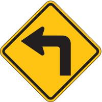 3PMF2 Traffic Sign, 24 x 24In, BK/YEL, SYM, W1-1L