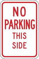 6GMC9 Parking Sign, 18 x 12In, R/WHT, ENGR GR AL