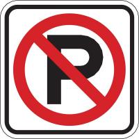 6GMD0 Parking Sign, 24 x 24In, R/WHT, SYM, R8-3A