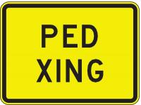 3PML6 Traffic Sign, 18 x 24In, BK/YEL, Ped Xing