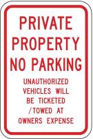 6GMF1 Parking Sign, 24 x 18In, R/WHT, ENGR GR AL