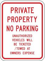 3PMN9 Parking Sign, 24 x 18In, R/WHT, Text