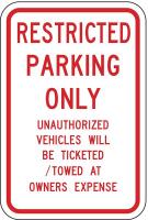 3PMP4 Parking Sign, 18 x 12In, R/WHT, Text