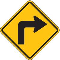 3PMP7 Traffic Sign, 24 x 24In, BK/YEL, SYM, W1-1R