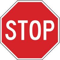 6AHP0 Traffic Sign, 12 x 12In, WHT/R, Stop, Text