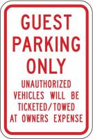 6GMH9 Parking Sign, 18 x 12In, R/WHT, ENGR GR AL