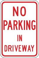 6GMJ0 Parking Sign, 18 x 12In, R/WHT, ENGR GR AL