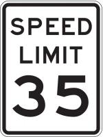 6AHP7 Traffic Sign, 24 x 18In, BK/WHT, SP LIM 35