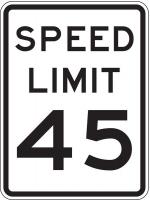 3PNC1 Traffic Sign, 24 x 18In, BK/WHT, SP LIM 45
