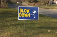 3PND6 Traffic Sign, 16 x 24In, YEL and WHT/BL