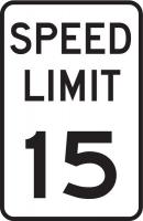 3PNK8 Traffic Sign, 18 x 12In, BK/WHT, SP LIM 15