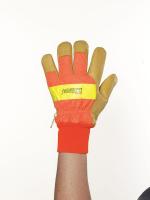 3PWH7 Leather Gloves, Hi Vis, Orange, M, PR