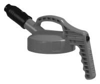 3REK4 Stumpy Spout Lid, w/1 In Outlet, HDPE, Gray