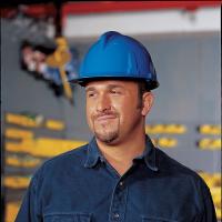 3RRR7 Hard Hat, FrtBrim, Slotted, Rtcht, Blue