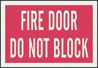 3TE32 Fire Door Sign, 7 x 10In, WHT/R, ENG, Text