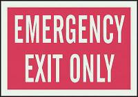 3TE34 Exit Sign, 7 x 10In, R/WHT, EMER Exit Only
