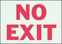 3TE37 No Exit Sign, 7 x 10In, R/GRN, No Exit, ENG