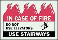 3TE39 Fire Stairways Sign, 7 x 10In, ENG, SURF