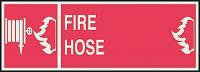 3TE88 Fire Hose Sign, 5 x 14In, WHT/R, FH, ENG