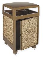 3THU7 Waste Receptacle, Stone Panel, Brown, 38 G