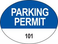 3TKX4 Parking Permits, Rearview, Wht/Blue, PK 100