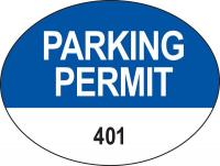 3TLZ9 Parking Permits, Rearview, Wht/Blue, PK 100