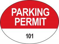 3TMA2 Parking Permits, Rearview, Wht/Red, PK 100