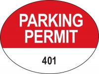 3TMA5 Parking Permits, Rearview, Wht/Red, PK 100