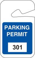 3TME2 Parking Permits, Rearview, Wht/Blue, PK 100