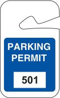 3TME4 Parking Permits, Rearview, Wht/Blue, PK 100
