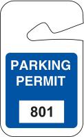 3TME7 Parking Permits, Rearview, Wht/Blue, PK 100