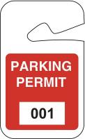3TME9 Parking Permits, Rearview, Wht/Red, PK 100