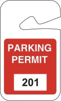 3TMF2 Parking Permits, Rearview, Wht/Red, PK 100