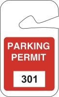 3TMF3 Parking Permits, Rearview, Wht/Red, PK 100