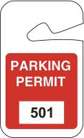3TMF5 Parking Permits, Rearview, Wht/Red, PK 100