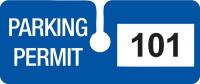 3TMG2 Parking Permits, Rearview, Wht/Blue, PK 100
