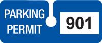 3TMH1 Parking Permits, Rearview, Wht/Blue, PK 100