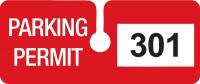 3TMH5 Parking Permits, Rearview, Wht/Red, PK 100