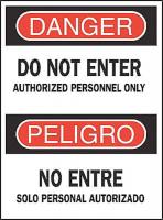 3TU35 Danger Sign, 14 x 10In, R and BK/WHT, Text