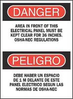 3TU43 Danger Sign, 14 x 10In, R and BK/WHT, Text