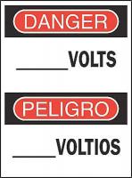 3TU66 Danger Sign, 14 x 10In, R and BK/WHT, Text