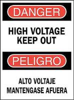 3TU67 Danger Sign, 14 x 10In, R and BK/WHT, Text