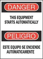 3TU69 Danger Sign, 14 x 10In, R and BK/WHT, Text