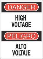 3TU71 Danger Sign, 14 x 10In, R and BK/WHT, Text