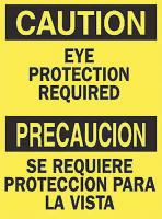 3TU73 Caution Sign, 14 x 10In, BK/YEL, Bilingual